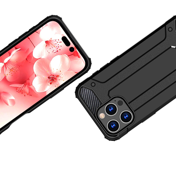 Skyddande Hybrid Armor Fodral för iPhone 16 Pro Max - Svart