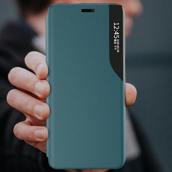 Exklusivt Fodral i Grön Eco Läder för iPhone 13 Pro med Stativfu