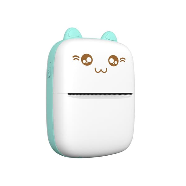 Mini termoprinter HURC9 med kattdesign - blå