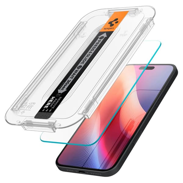 Härdat glas Spigen Glas.tR EZ Fit för iPhone 15 / 16 - 2-pack