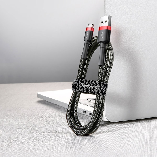 Baseus Cafule Kabel CAMKLF-B91 USB-A/micro USB 2.4A 1m Svart/Röd