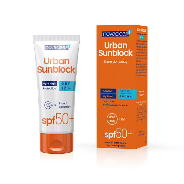 Novaclear Urban Sunblock Skyddande Kräm för torr hud SPF50 40ml.