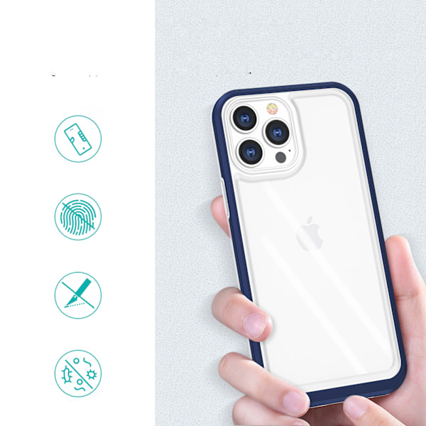 Transparent 3-i-1 skal till iPhone 13 Pro/ flexibel blå kant