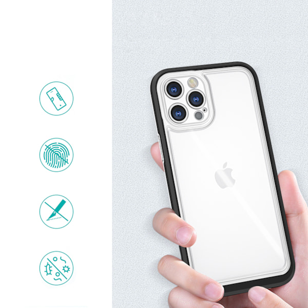 Transparent 3-i-1 fodral för iPhone 12 Pro Max med svart ram