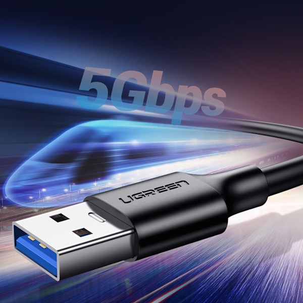Ugreen US184 20882 USB-A 3.0 till USB-C Kabel 3A 1m - Svart