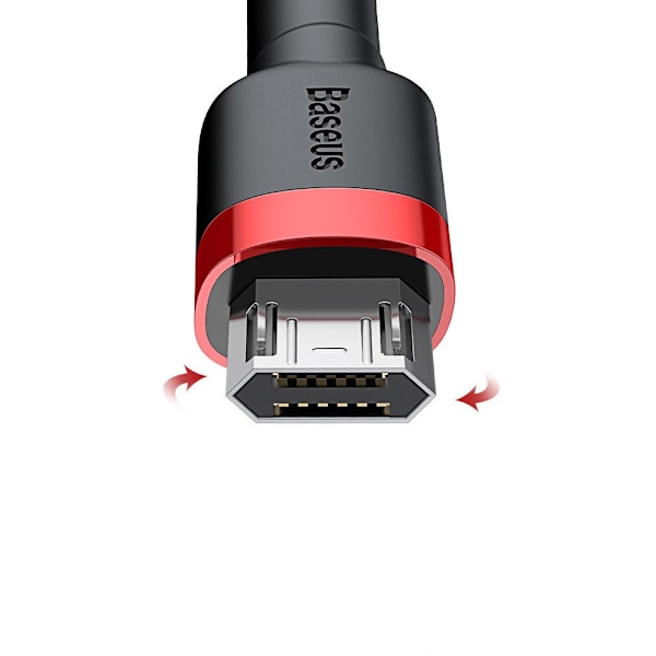 Baseus Cafule hållbar nylon USB/micro USB kabel 2A 3M svart-röd