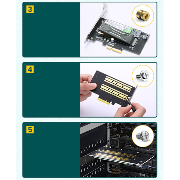 Ugreen PCIe 3.0 x4 M.2 SSD Adapter för M-Key/B-Key Svart (CM302)