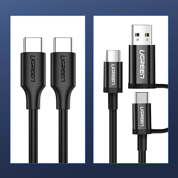 Ugreen US286 USB-C till USB-C Kabel PD QC 3A 480Mb/s 1m - Svart