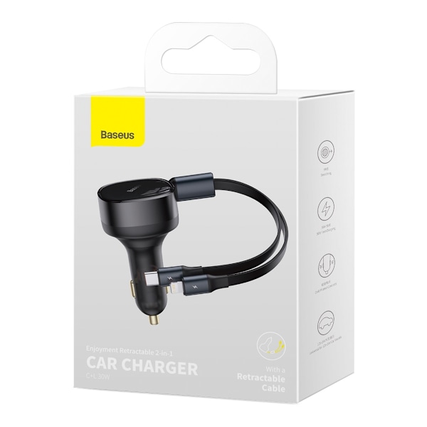 Baseus Enjoyment 2-i-1 Biladdare 30W Svart (CGTX000001)