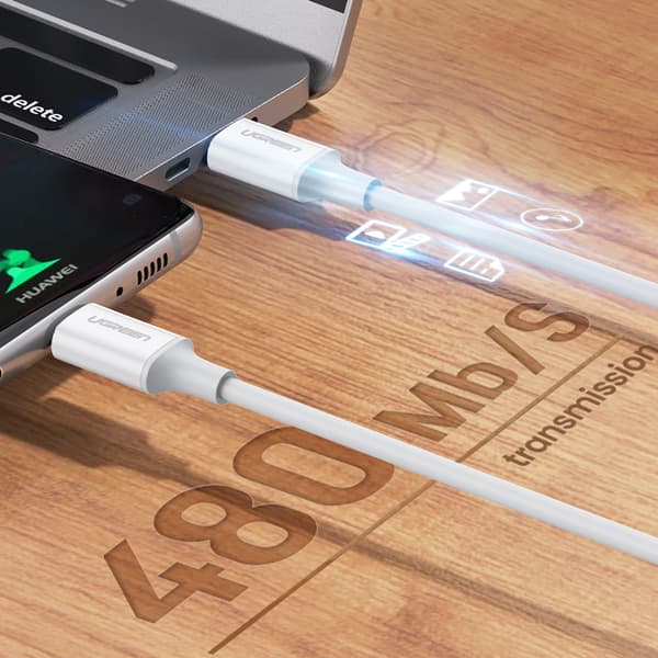 Ugreen US264 60520 USB-C till USB-C PD QC AFC Kabel 2m - Vit
