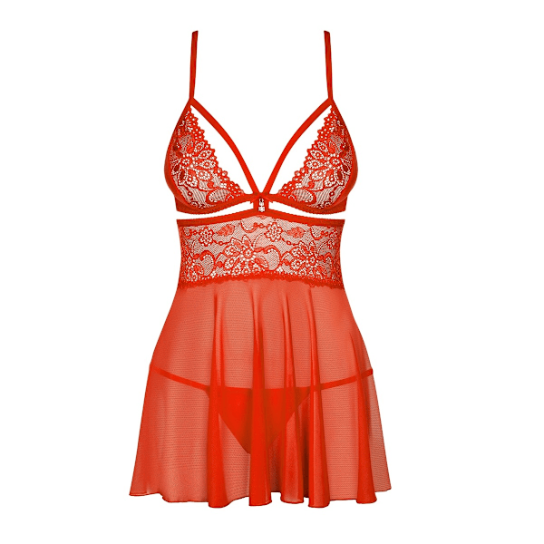 Obsession Naisten Punainen Babydoll & Stringit L/XL Koko