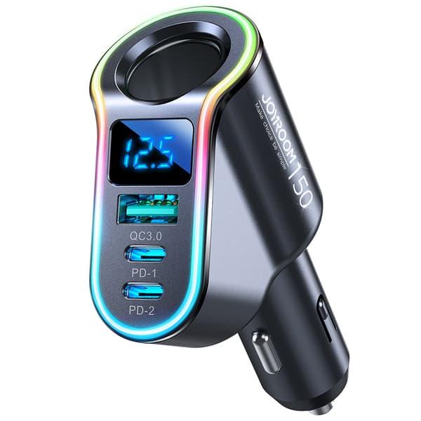 Joyroom Snabbladdare för Bil 4-i-1 USB-A QC3.0 / 2xUSB-C PD 150W