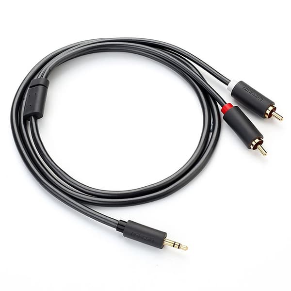 Ugreen AV102 3/5 mm mini-jack till 2RCA-ljudkabel 5m - grå
