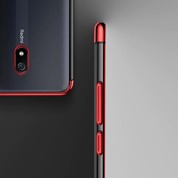 Xiaomi Redmi 8A Klar Färgat Silikonskal med Metallisk Ram/ Svart