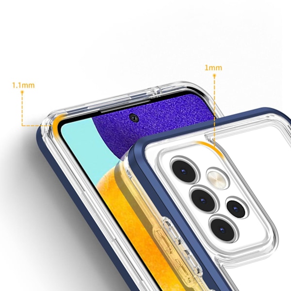 Transparent 3-i-1 Samsung Galaxy A73 fodral med blå ramme