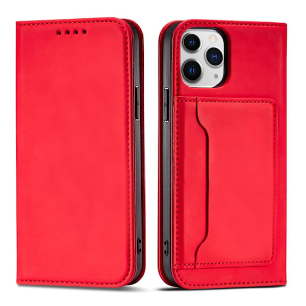 Magnetiskt Kortfodral för iPhone 12 Pro - Röd│Plånboksfodral med