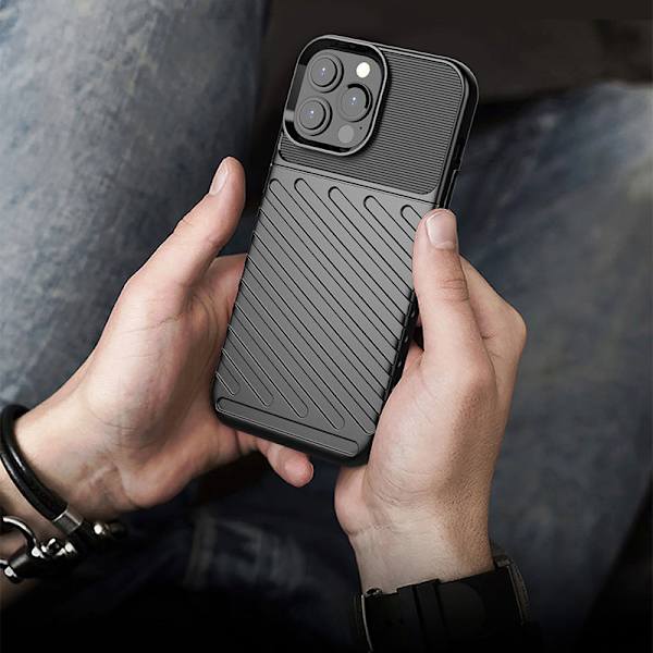 Blixtskydd Flexibelt Pansarfodral för iPhone 13 Pro Max Svart
