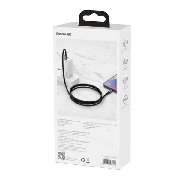 Baseus USB-C till USB-C Kabel 100W 5A Snabbladdning 1m - Svart