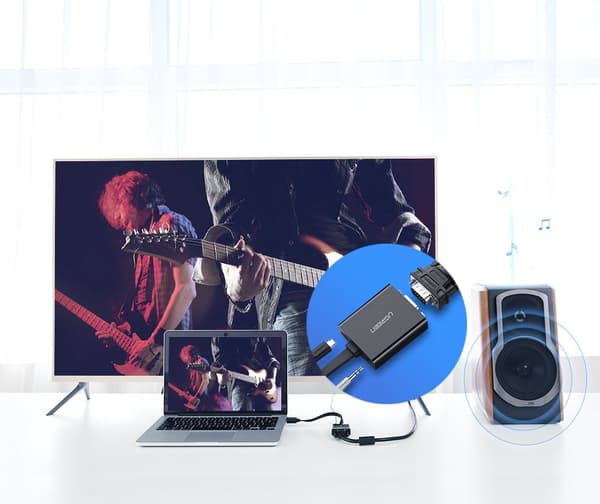 Ugreen HDMI till VGA Adapter med Micro USB/Aux 3/5 mm Mini Jack