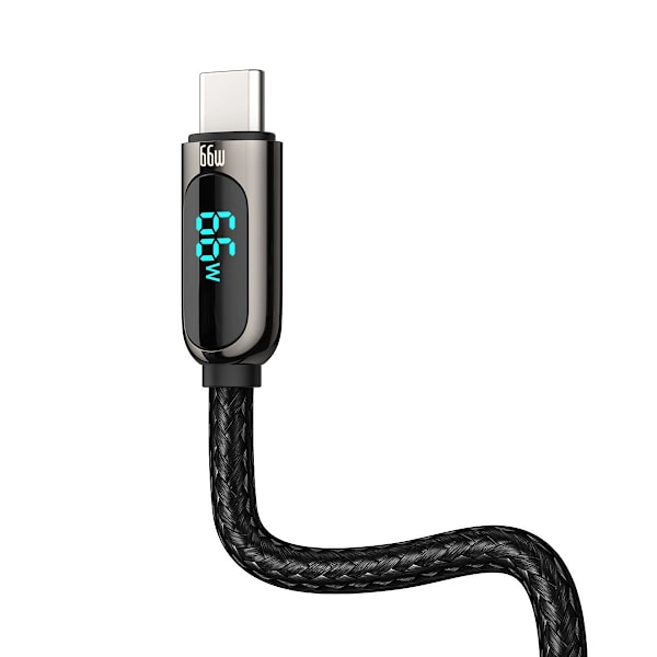 Baseus Display Snabbladdningskabel USB-A/USB-C 66W 1m - Svart
