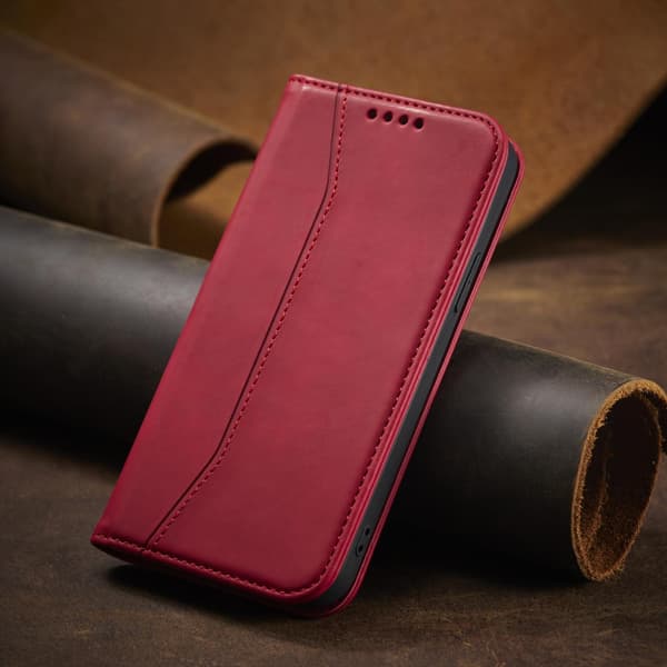 Magnetiskt Elegant Fodral för iPhone 14 Plus - Rött Flipplåda/ P
