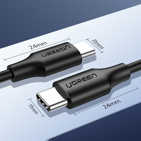 Ugreen US286 USB-C till USB-C Kabel PD QC 3A 480Mb/s 1m - Svart