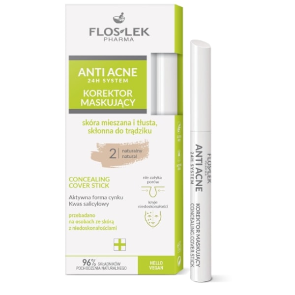 Flos-Lek Pharma Anti Acne Concealer Naturlig 2 För Blandad och F