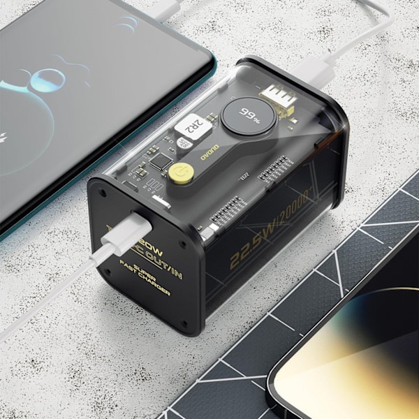 Dudao Powerbank 20000mAh 22.5W PD med 1xUSB-A & 1xUSB-C/ Svart (