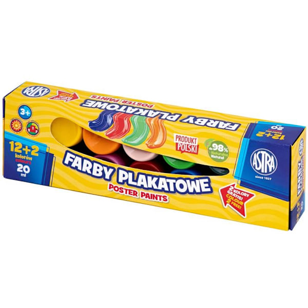 Astra Plakatfärger 20 ml x 14 Färger (12+2 gratis)