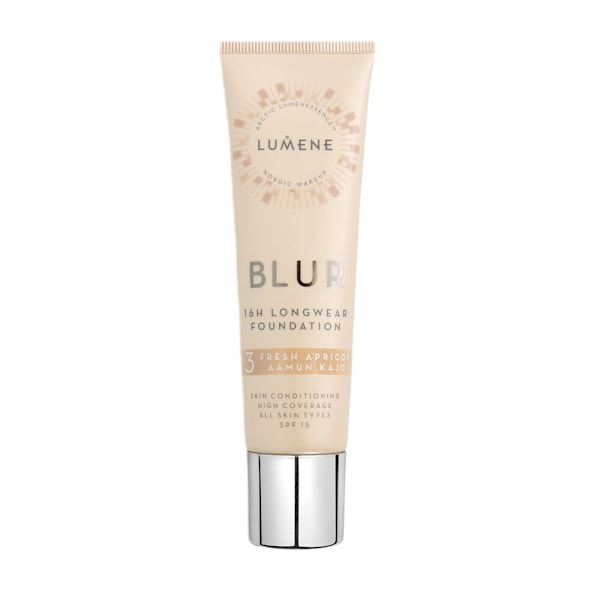 Lumene Blur 16H Pitkäkestoinen Meikkivoide SPF15, Sävynä 3 Fresh Apricot, 30 ml