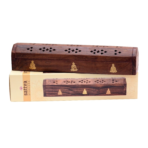 Träkopp för rökelse: Buddha-design - Eleganta Sattva Incence hål