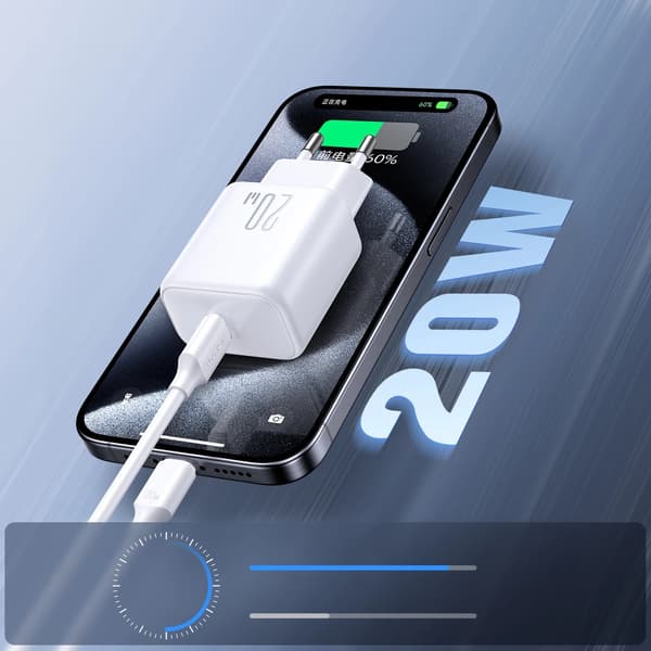 Joyroom JR-TCF20 Väggladdare USB-C PD 20W Vit + USB-C / Lightnin