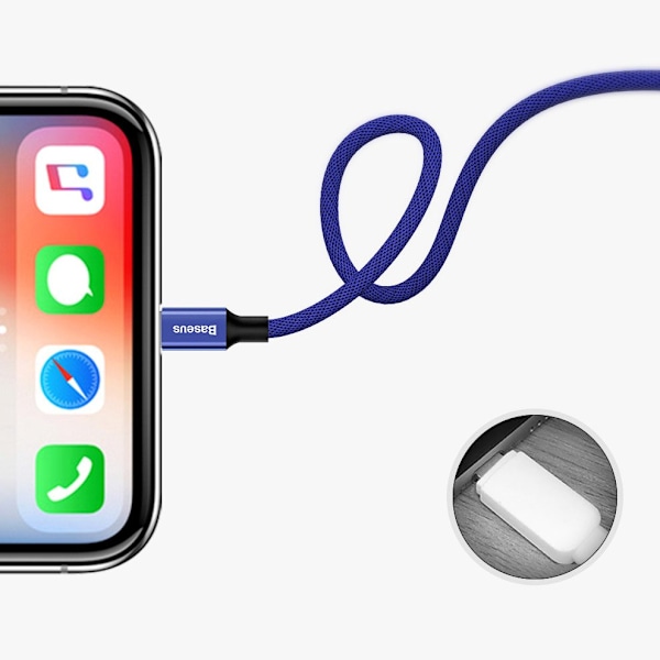 Baseus Yiven Flätad Kabel USB/Lightning 1/8M Röd (CALYW-A09)