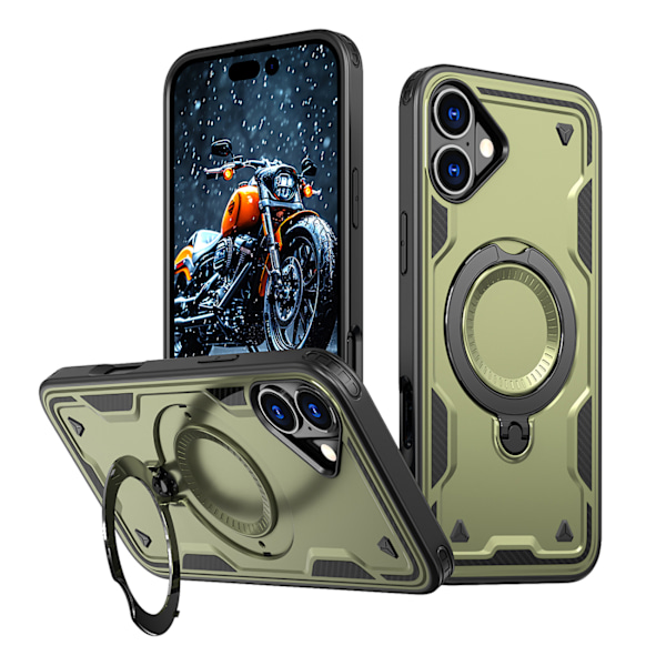 Hybrid Armor Etui med MagSafe til iPhone 16 Plus - Grøn