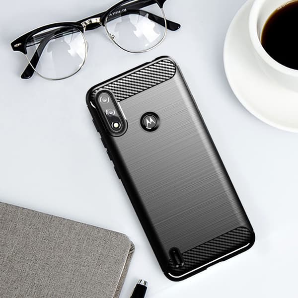 Elastiskt TPU-skal Motorola Moto E7i Power - Svart Kolfinish