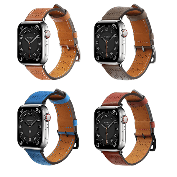 Läderarmband mörkbrun för Apple Watch SE/9/8/7/6/5/4/3/2/1 (41/