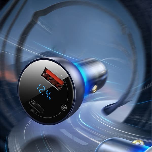 Baseus Bil Laddare USB/Typ-C 65W 5A SCP Quick Charge 4.0+ Power