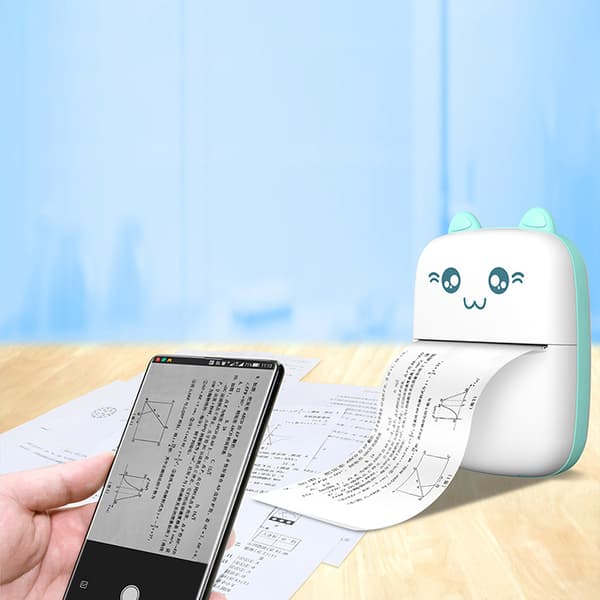 Mini termoprinter HURC9 med kattdesign - blå
