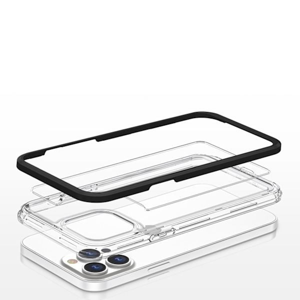 Transparant 3-i-1 fodral för iPhone 13 Pro - Gelställ med svart