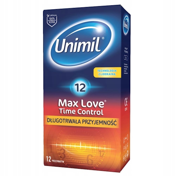 Unimil Max Love Tidskontroll Fuktgivande Latex Kondomer/ 12 st