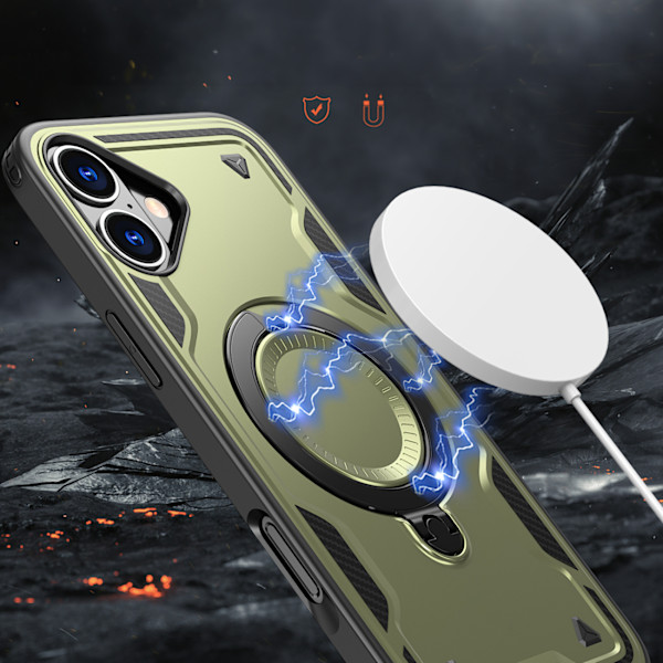 Hybrid Armor Etui med MagSafe til iPhone 16 Plus - Grøn