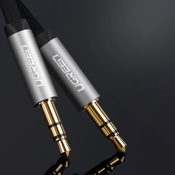 Ugreen Platt Ljudkabel AUX 3/5 mm Mini Jack 2m Silver (10599)