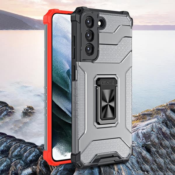 Kristallringfodral med hybridskydd + magnetisk hållare för Samsu