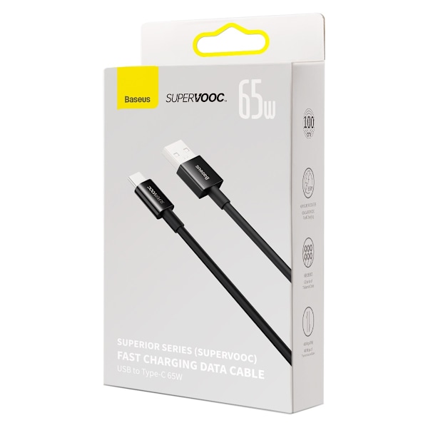 Baseus Superior Series Kabel SUPERVOOC USB-A till USB-C 65W 1m S
