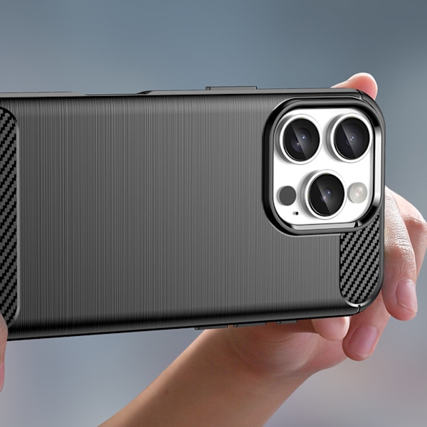 Silikonfodral Carbon Case för iPhone 16 Pro Max - Svart