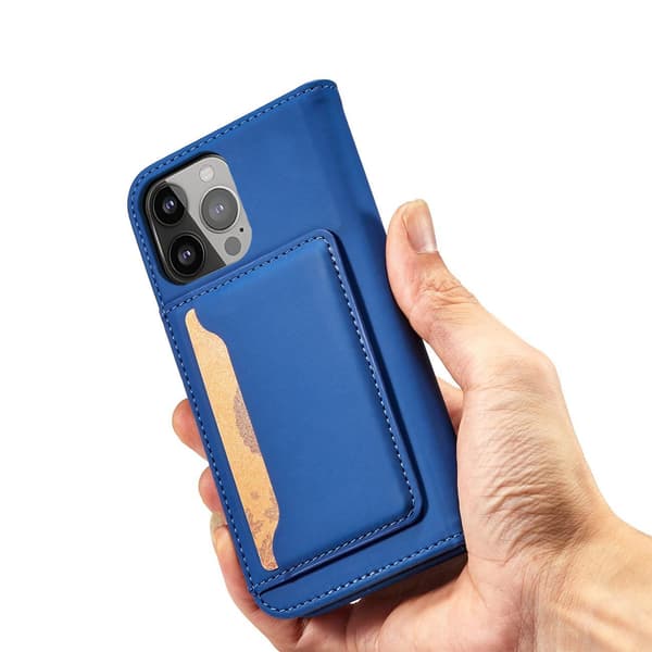 Magnetisk Kortfodral iPhone 14 Plus Blå - Plånboksfodral med Stä