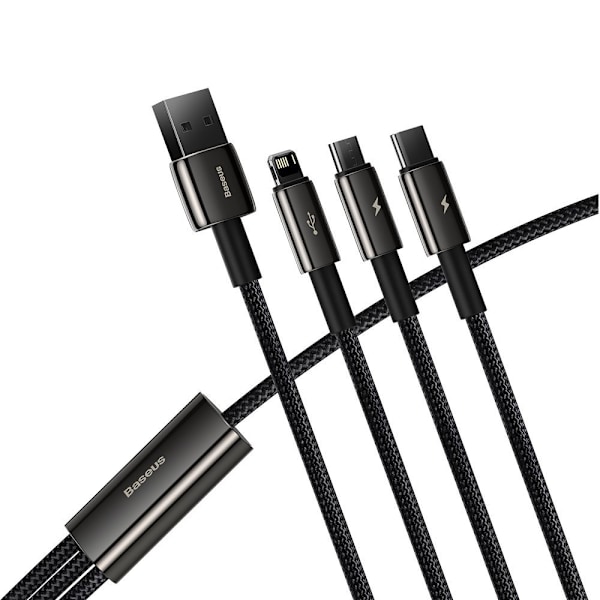 Basus Tungsten 3-i-1 USB-kabel - Typ C / Lightning / micro USB/