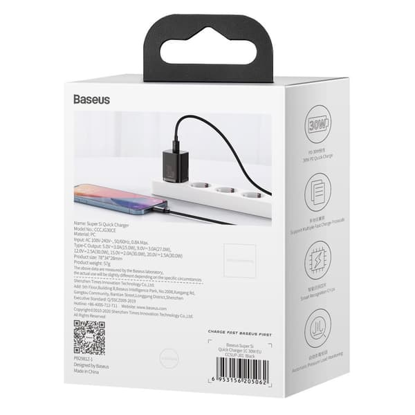 Baseus Super Si 1C Snabbladdare USB Typ C 30W Power Delivery Qui