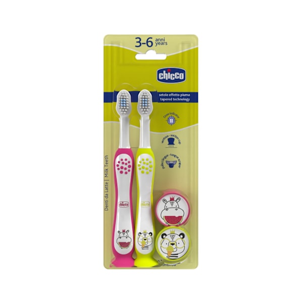 Chicco Tandborste 3-6 år Hippo & Panda/ 2-pack