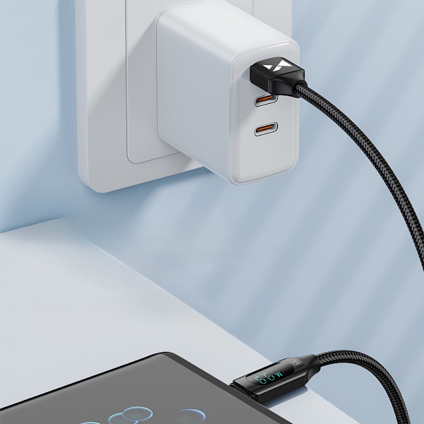 USB A-USB C Kabel Wozinsky WUACC2 med Display/ 66W/ 6A/ 2m/ Svar